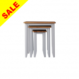 Grey Painted Nest of 3 Tables with Oak